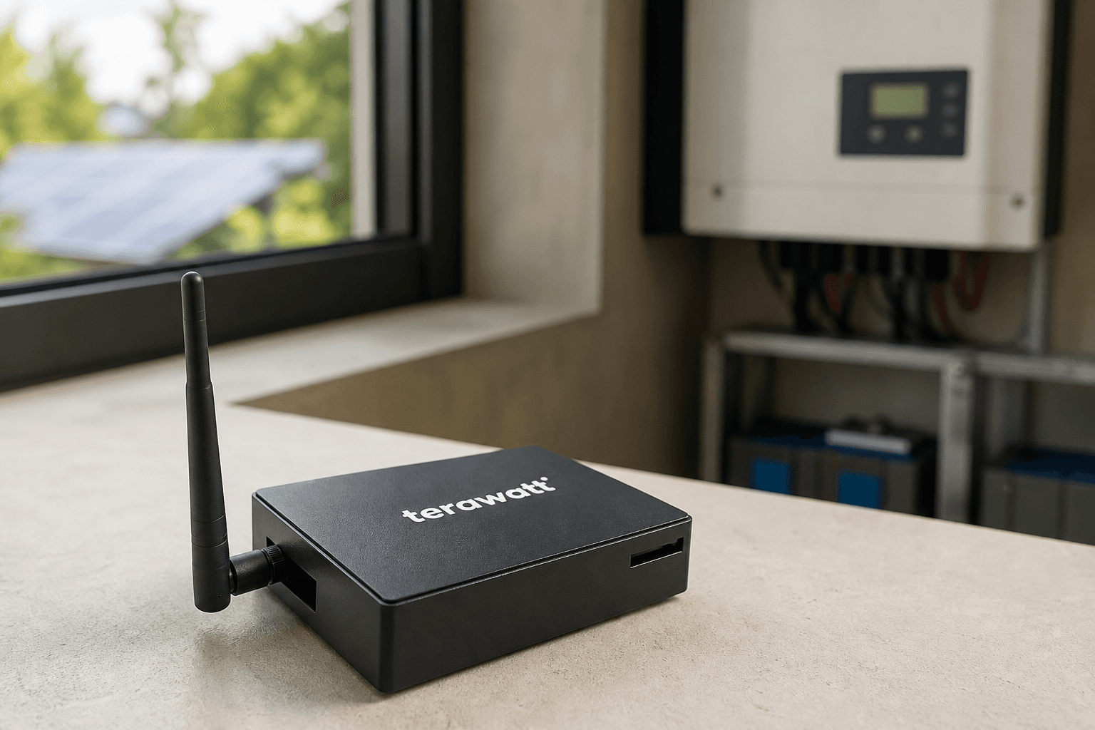 Terawatt Edge device deployed beside a solar inverter and battery bank
